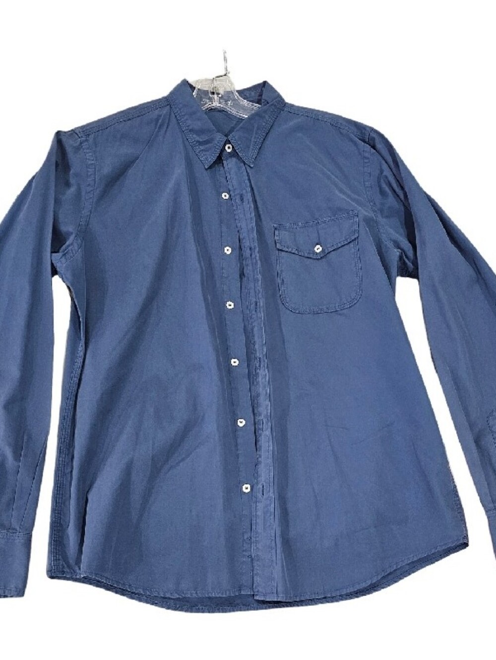 Save Khaki United Blue Casual Button Down 100% Cotton Size Large